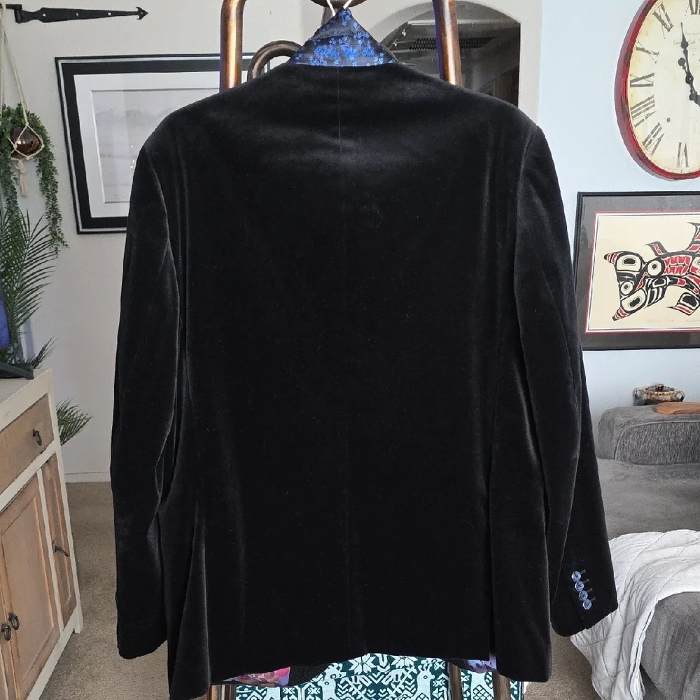 Robert Graham Elegant Black Velvet Blazer Texture Classic 44